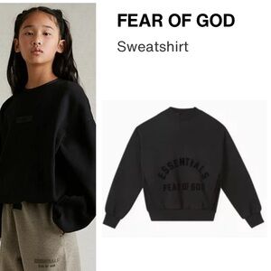 FEAR OF GOD Essentials KIDS Black Sweatshirt Size 6/7 KIDS